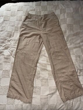 sofia by sofia vergara Beige Wide-Leg Linen Pants